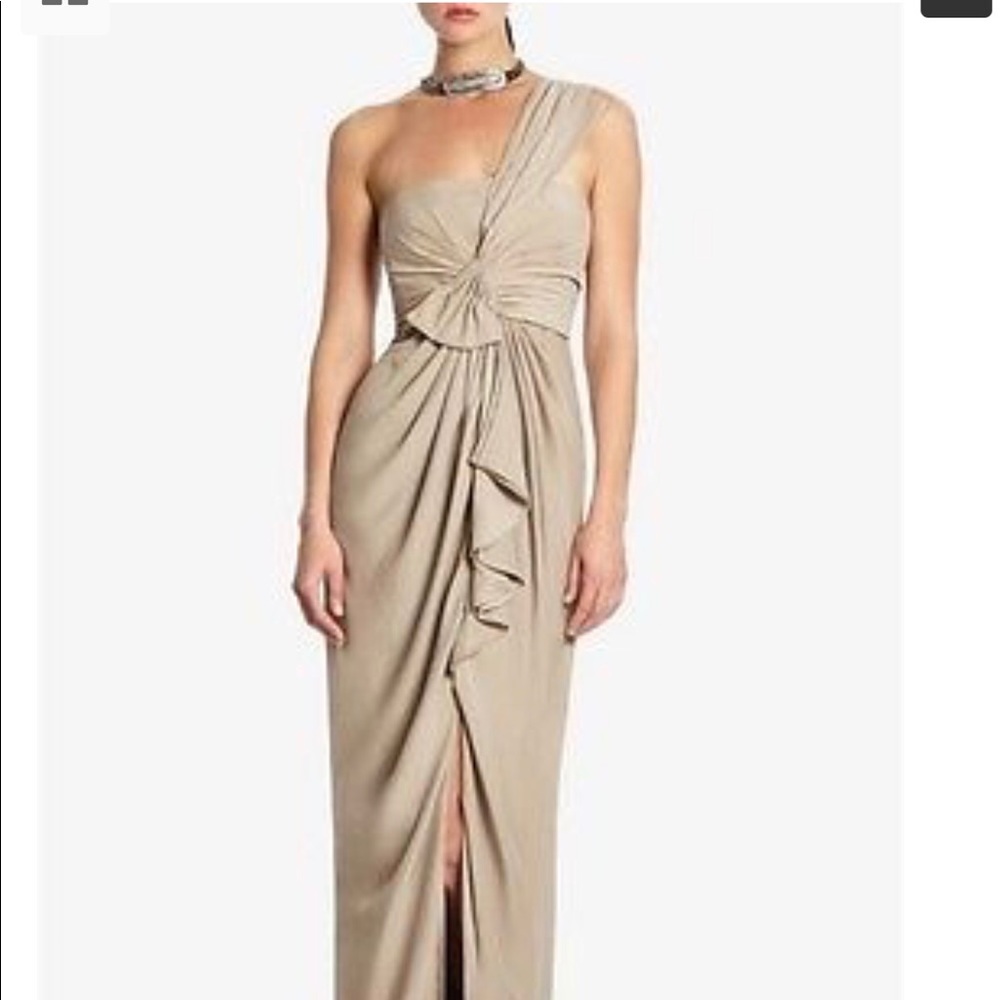 BCBG One shoulder Satin Evening Gown